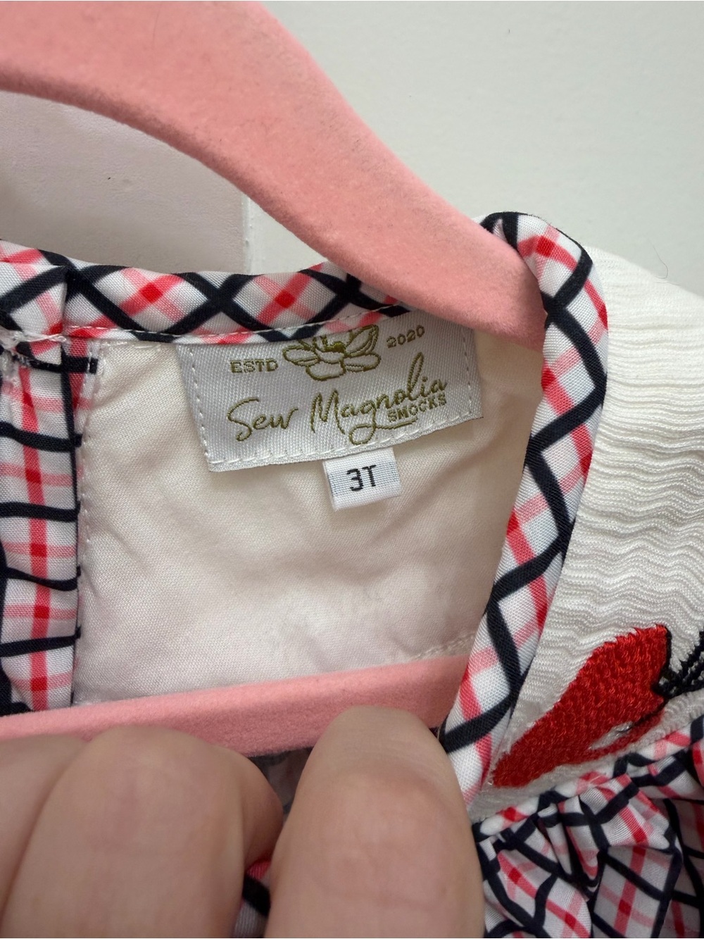 Sew Magnolia Smocks Georgia Bulldogs Smocked Plaid Bubble with Football - Picture 5 of 7